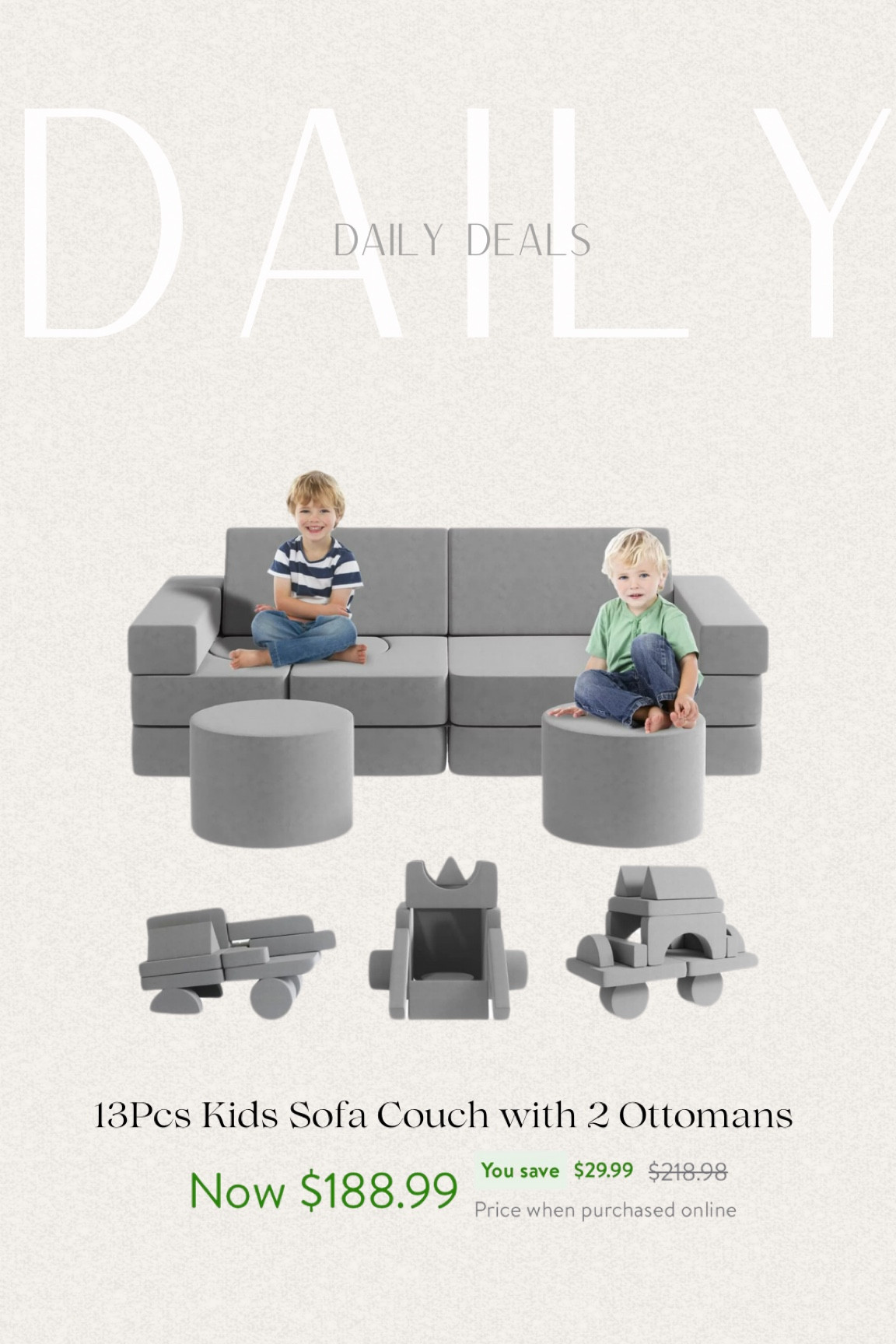 Walmart daily deals — kids sofa sale $188 (WAS $218) great addition for toddlers/kids playroom. 

#kidscouch #kidssofa #toddleractivities #kidsactivities #playroom #playroomdecor #playroomcouch #kids #toddlerkids #firstbirthdaygifts #firstbirthday #giftideasforkids #giftideafortoddlers #daiydeals #dealoftheday #bestsellers #walmartfinds #walmartdeals #walmartsale #walmarthome #homefinds 

#LTKhome #LTKsalealert #LTKkids