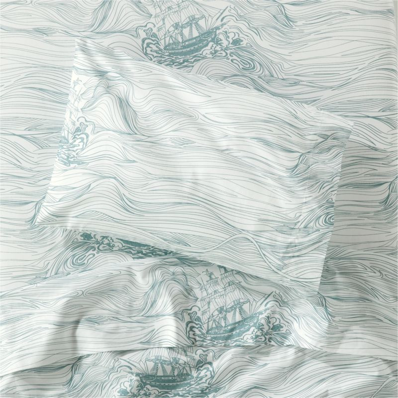 Modern French Nautical Organic Toddler Sheet Set + Reviews | Crate & Kids | Crate & Barrel