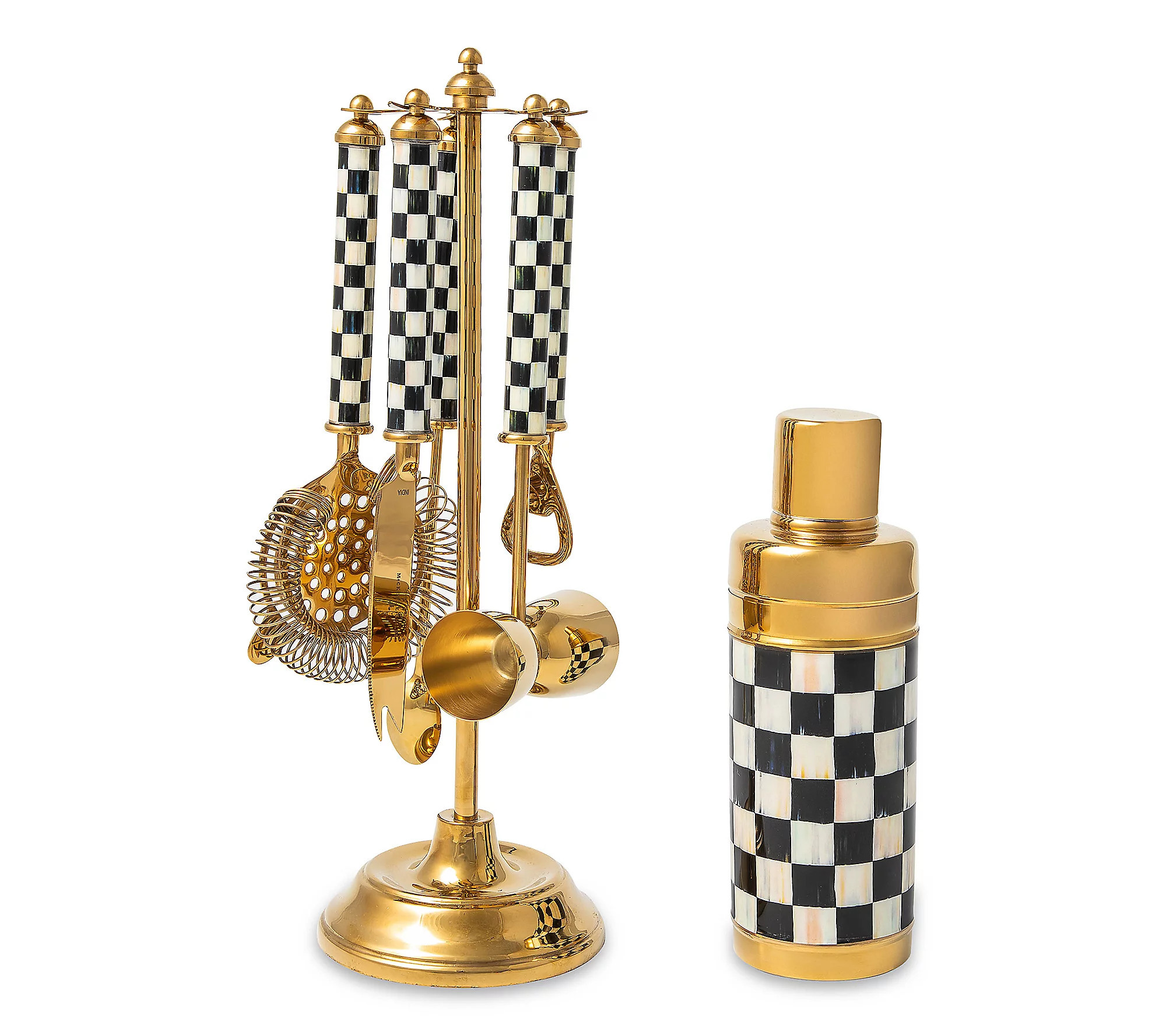 MacKenzie-Childs Courtly Check 3260 Gold Editio Bar Set | QVC