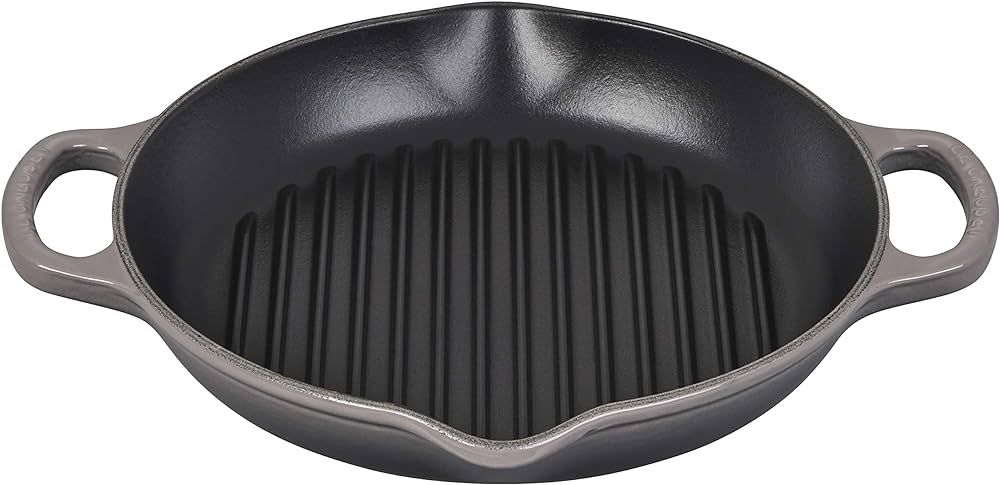 Le Creuset Enameled Cast Iron Signature Deep Round Grill, 9.75", Oyster | Amazon (US)