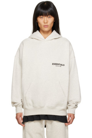 Essentials - Off-White Flocked Hoodie | SSENSE
