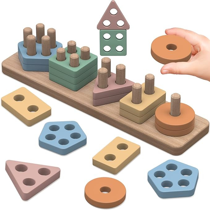 pigipigi Montessori Toys for 1 2 3 4 Years Old: Wooden Sorting Stacking Toddler Toy Baby Boy Girl... | Amazon (US)