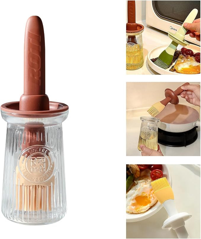 Oil Dispenser with Brush - Glass Olive Oil Dispenser for Kitchen, 3 IN 1 Oil Dispenser Bottle wit... | Amazon (US)