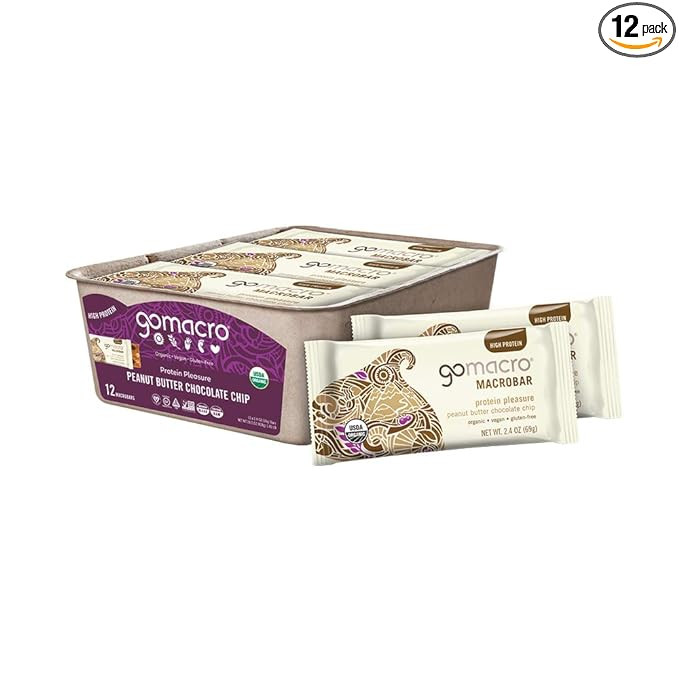 GoMacro MacroBar Organic Vegan Protein Bars - Peanut Butter Chocolate Chip (2.4 Ounce Bars, 12 Co... | Amazon (US)