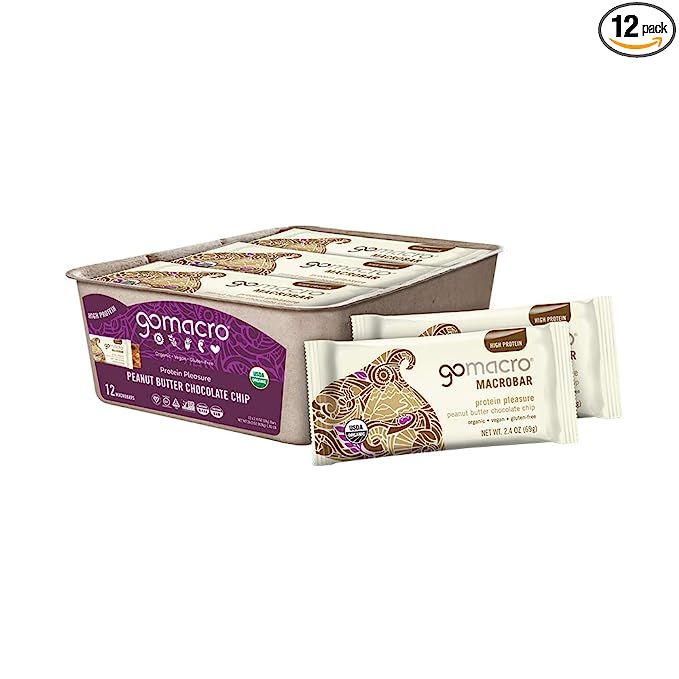 GoMacro MacroBar Organic Vegan Protein Bars - Peanut Butter Chocolate Chip (2.4 Ounce Bars, 12 Co... | Amazon (US)