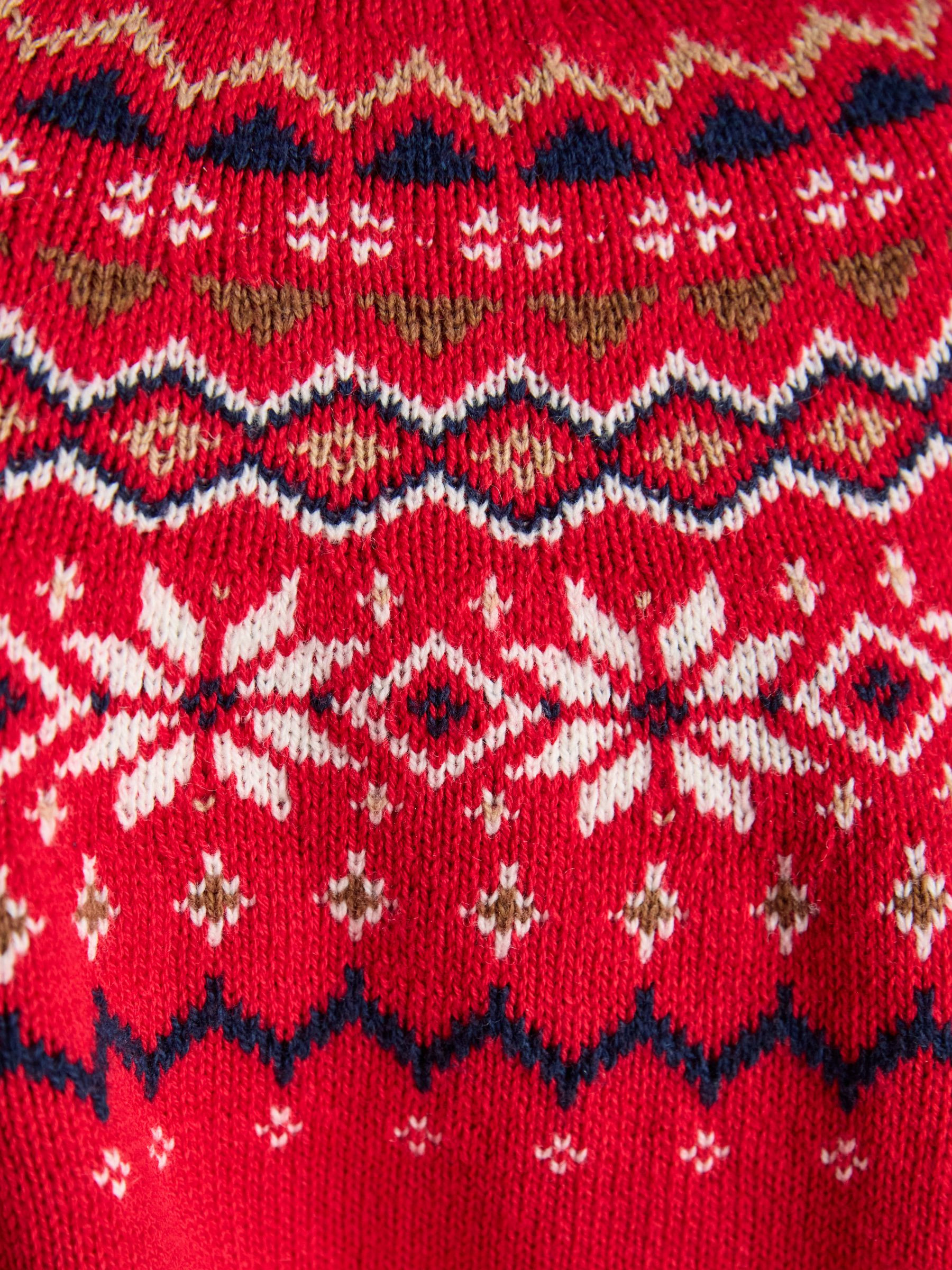 Alba Red Fair Isle High Neck Cotton-Blend Jumper | Joules | Joules