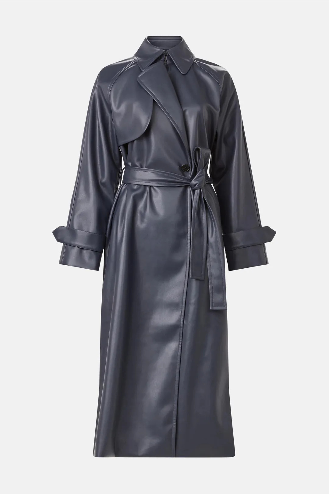 Jason Wu x RTR Navy Faux Leather Trench Coat | Rent the Runway