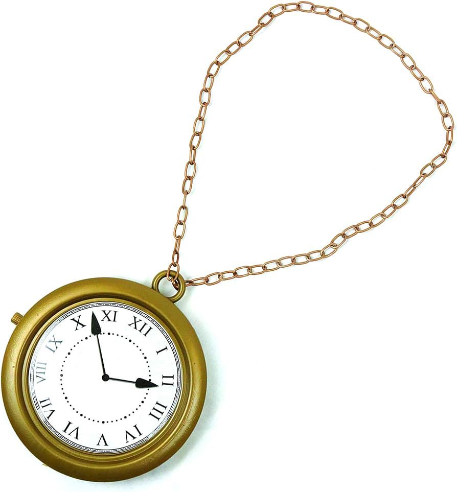 Skeleteen Jumbo Gold Clock Necklace - White Rabbit Clock, Hip Hop Rapper Clock - 1 Piece | Amazon (US)