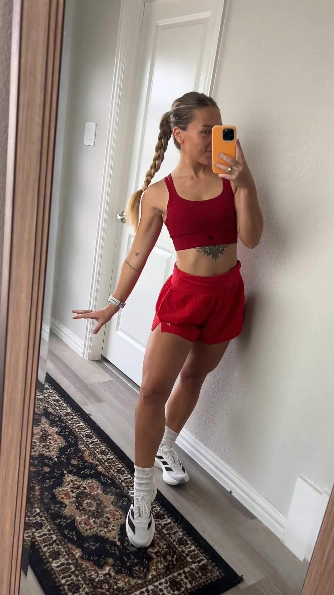 Obsessed with this red running set from Fabletics 😍 The sports bra is so supportive and comfy, but still super cute, and the matching running shorts have built-in compression, a loose outer layer, side pockets, and a drawstring — basically all the cozy, functional, mom-on-the-go vibes.

Paired it with my white running socks and my new Adidas Evo SLs (black & white) for the perfect festive holiday fit that’ll carry you through fall workouts, winter runs, and even a Valentine’s Day jog 💕 Who says you can’t wear color all season?!

Whether you’re searching for cute workout outfits, women’s running clothes, seasonal running gear, holiday running outfits, or Fabletics activewear, this look is a total win. Perfect for running, training, or just feeling festive while staying active!

#RedRunningOutfit #FableticsStyle #WomenWhoRun #CuteWorkoutOutfit #HolidayWorkoutFit #FallRunningGear #WinterRunningOutfit #ValentinesDayRunning #RunningShortsWithPockets #SupportiveSportsBra #ComfyActivewear #AdidasEvoSL