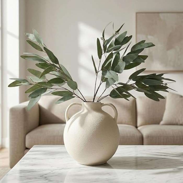 ANNIE&PANDA 3 Pack Faux Artificial Eucalyptus Stems with Faux Seeds 31'' Tall Fake Plants Leaves ... | Amazon (US)