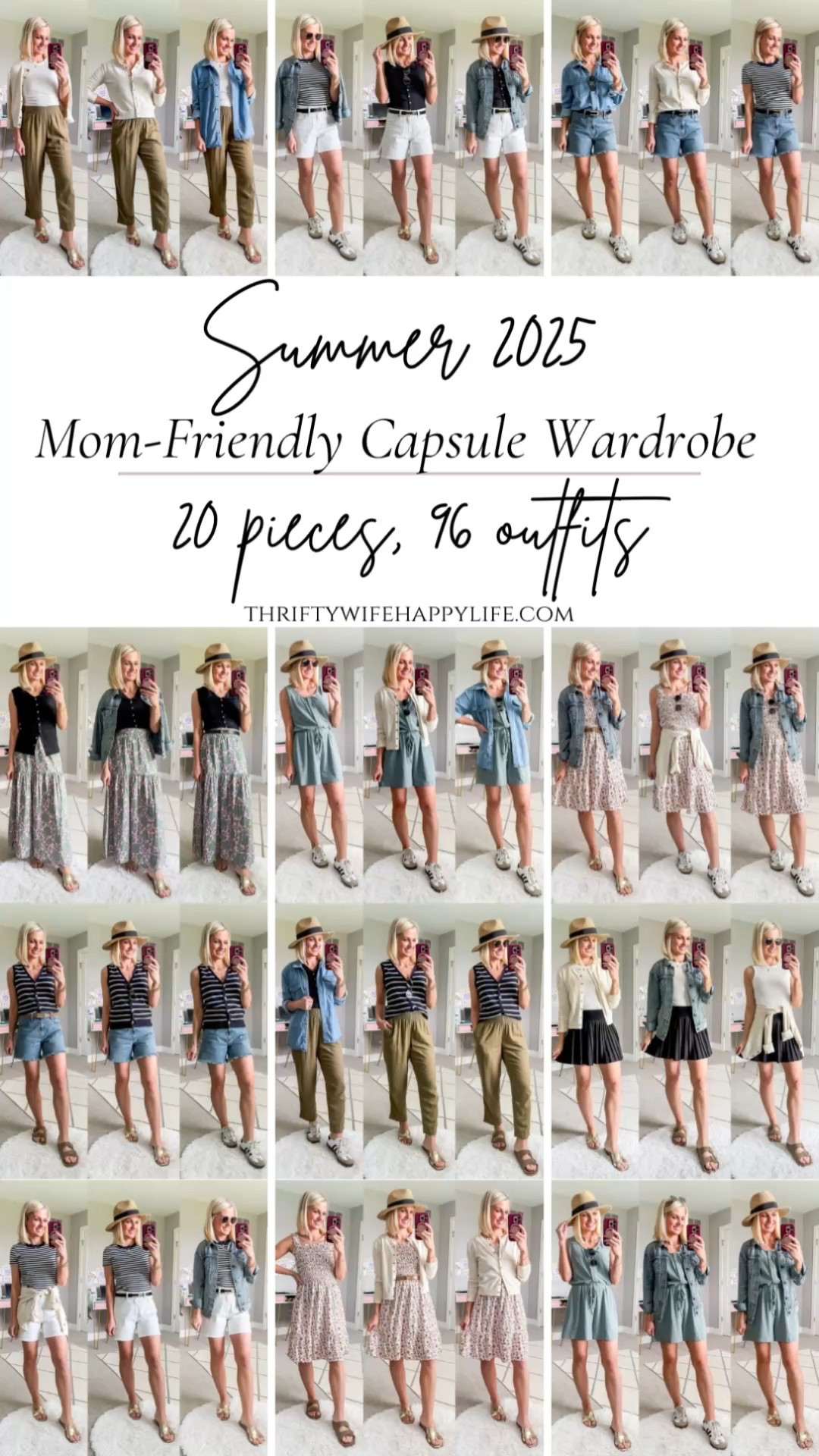 Mom-friendly summer capsule wardrobe. 20 pieces with 96 outfit ideas! 

#LTKStyleTip #LTKPetite #LTKSeasonal