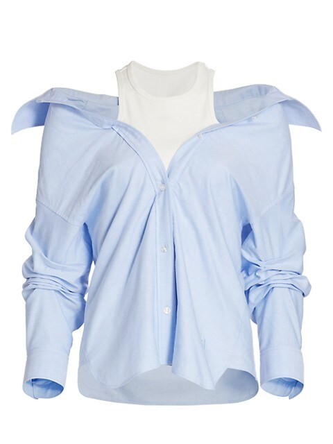 Off-Shoulder Tank Button-Down Shirt | Saks Fifth Avenue