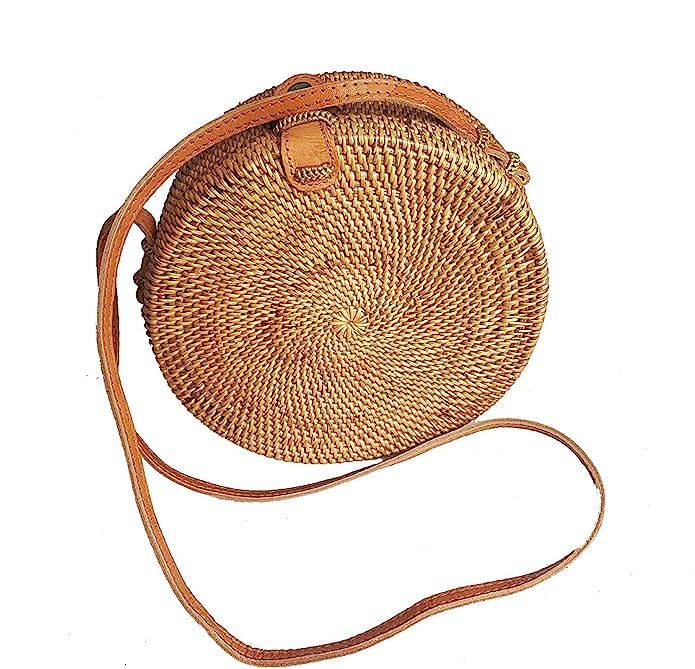 Rattan Nation - Handwoven Round Rattan Bag Straw Bag | Amazon (US)