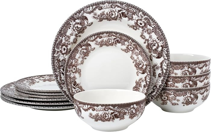 Montana 12-Piece Chip-Resistant Porcelain Dinnerware Set \u2013 Service for 4 | Reinforced Scratc... | Amazon (US)