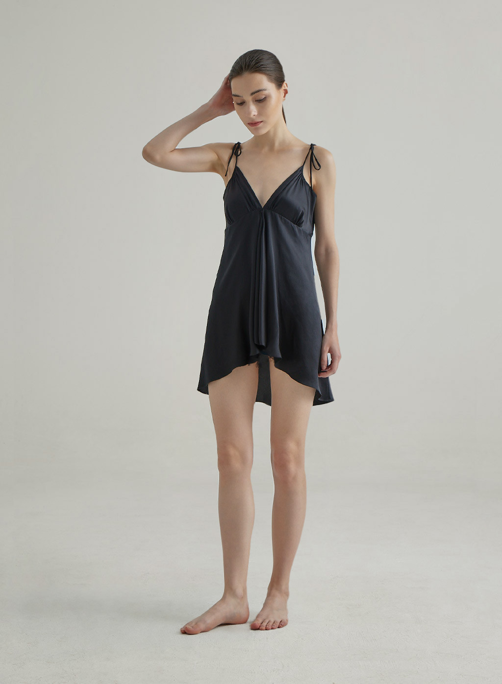 Front Slit Lace Hollow Silk Dress | Silk Maison