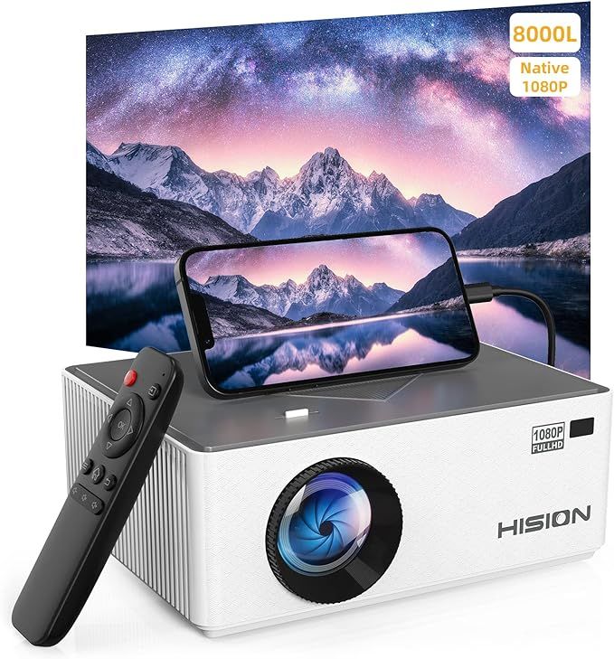Mini Projector Full HD 1080P Outdoor Movie Projector, HISION 8000L Portable Home Theater Video Pr... | Amazon (US)