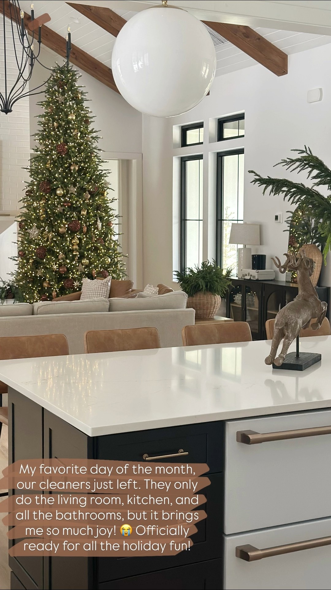 My favorite day of the month, our cleaners just left. They only do the living room, kitchen, and all the bathrooms, but it brings me so much joy! 😭 Officially ready for all the holiday fun!