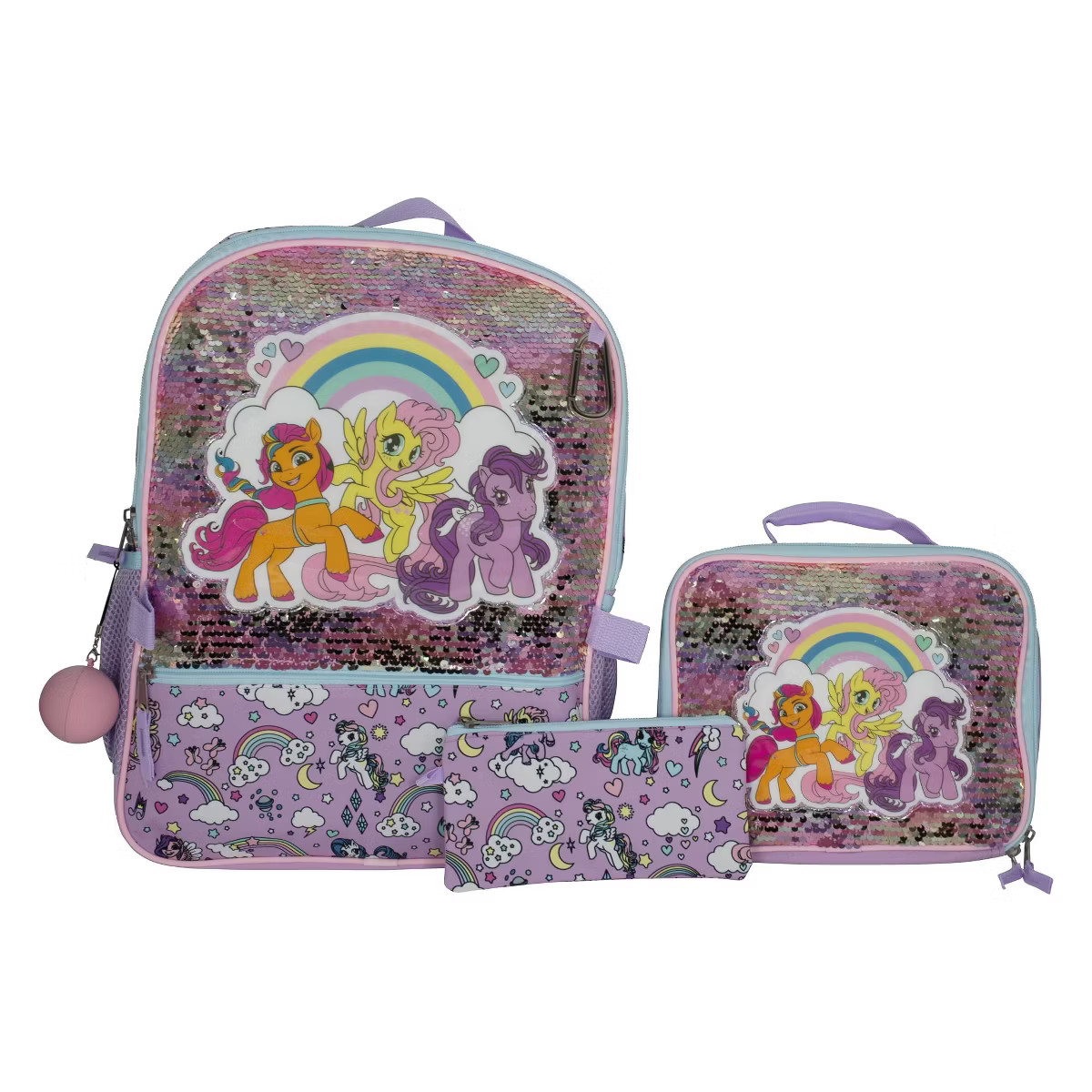 My Little Pony 5 Piece Backpack Set, Rainbow Flip Sequins 16 School Bag, Purple & Pink | Target
