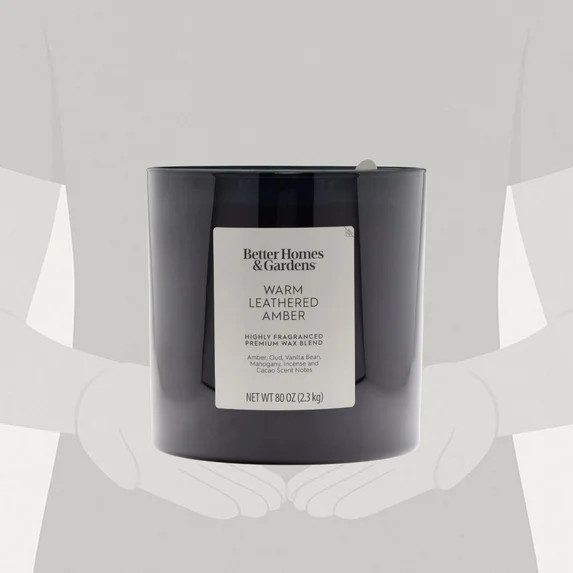 Better Homes & Gardens Warm Leathered Amber Scented 4-Wick 80oz (2.26 kg) Large Oversized Jar Can... | Walmart (US)