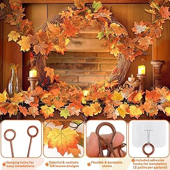 11.8FT Fall Decor, 2 Pack Fall Garland for Mantle, Fall Decorations for Home, Fall Leaves Garland... | Amazon (US)