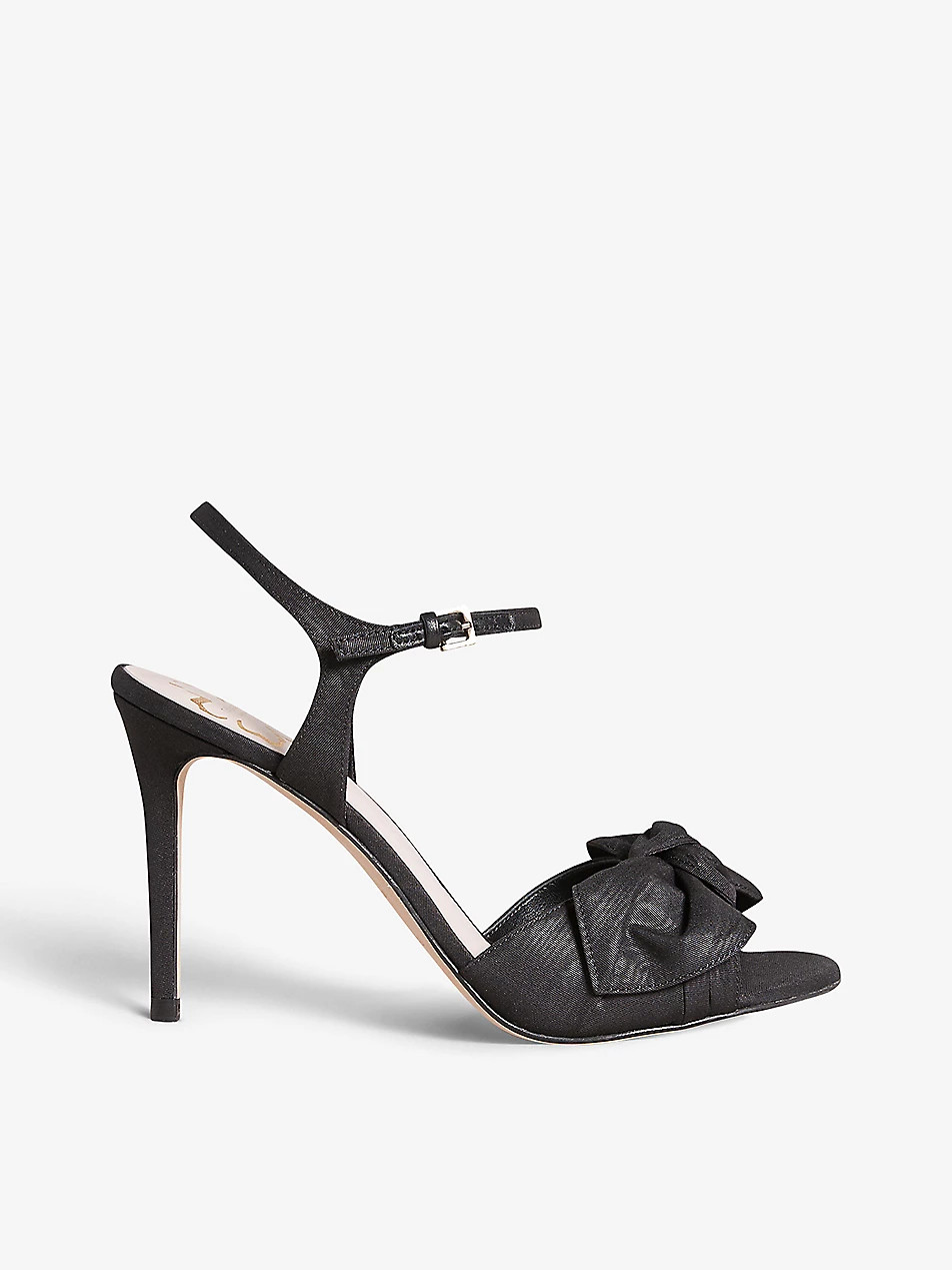 Moire bow-embellished satin heeled sandals | Selfridges