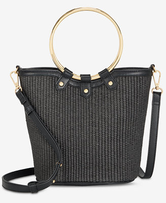 I.N.C. International Concepts Straw Bucket Bag, Macy's Exclusive - Macy's | Macy's