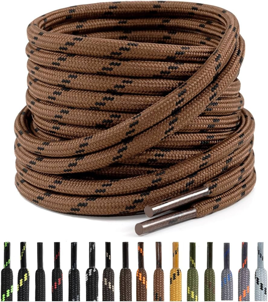 2 Pairs Round Shoelaces for Boots, Heavy Duty for Mountain Shoes, Hiking Shoes, Safety Footwear | Amazon (ES)
