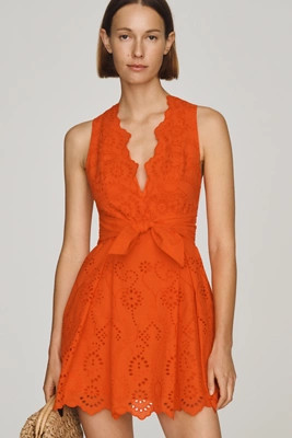 Maeve Belted Eyelet Mini Dress | Anthropologie (US)