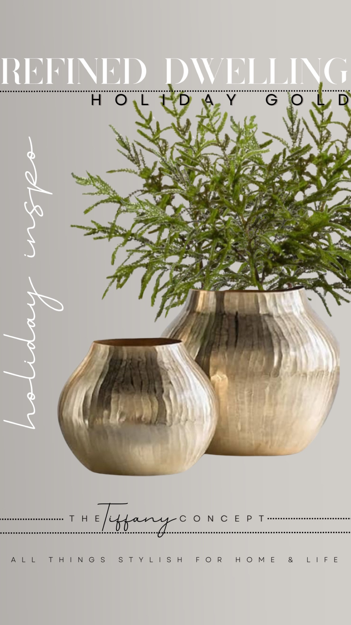 Gold and green holiday decor looks so chick and sophisticated. I love these large gold vases and they could be used throughout the year. 

#LTKFindsUnder100 #LTKHoliday #LTKHome