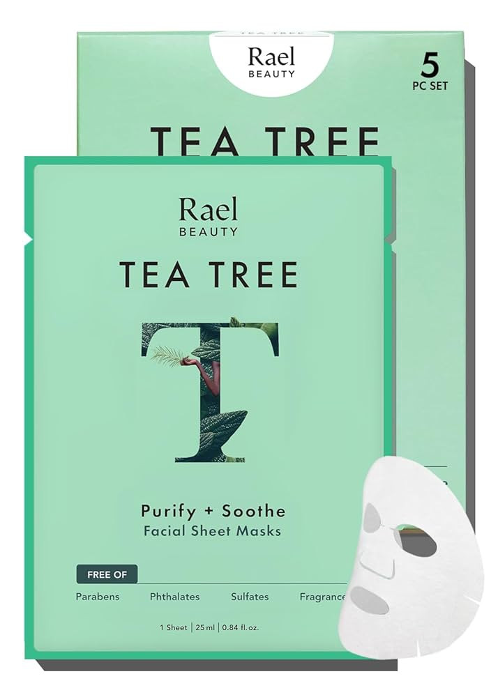 Rael Face Mask Skin Care, Tea Tree Face Masks - Bamboo Facial Sheet Mask, Korean Skincare, with T... | Amazon (US)