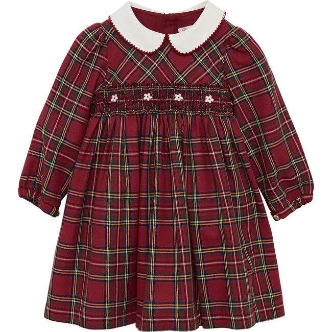 Little Charlotte Smocked Dress, Red Tartan | Maisonette