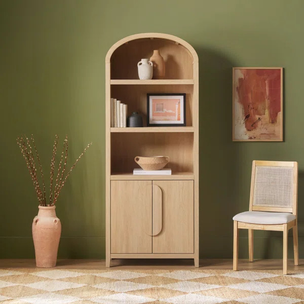Sitarski Modern Arched Bookcase with Statement Cabinet | Wayfair North America