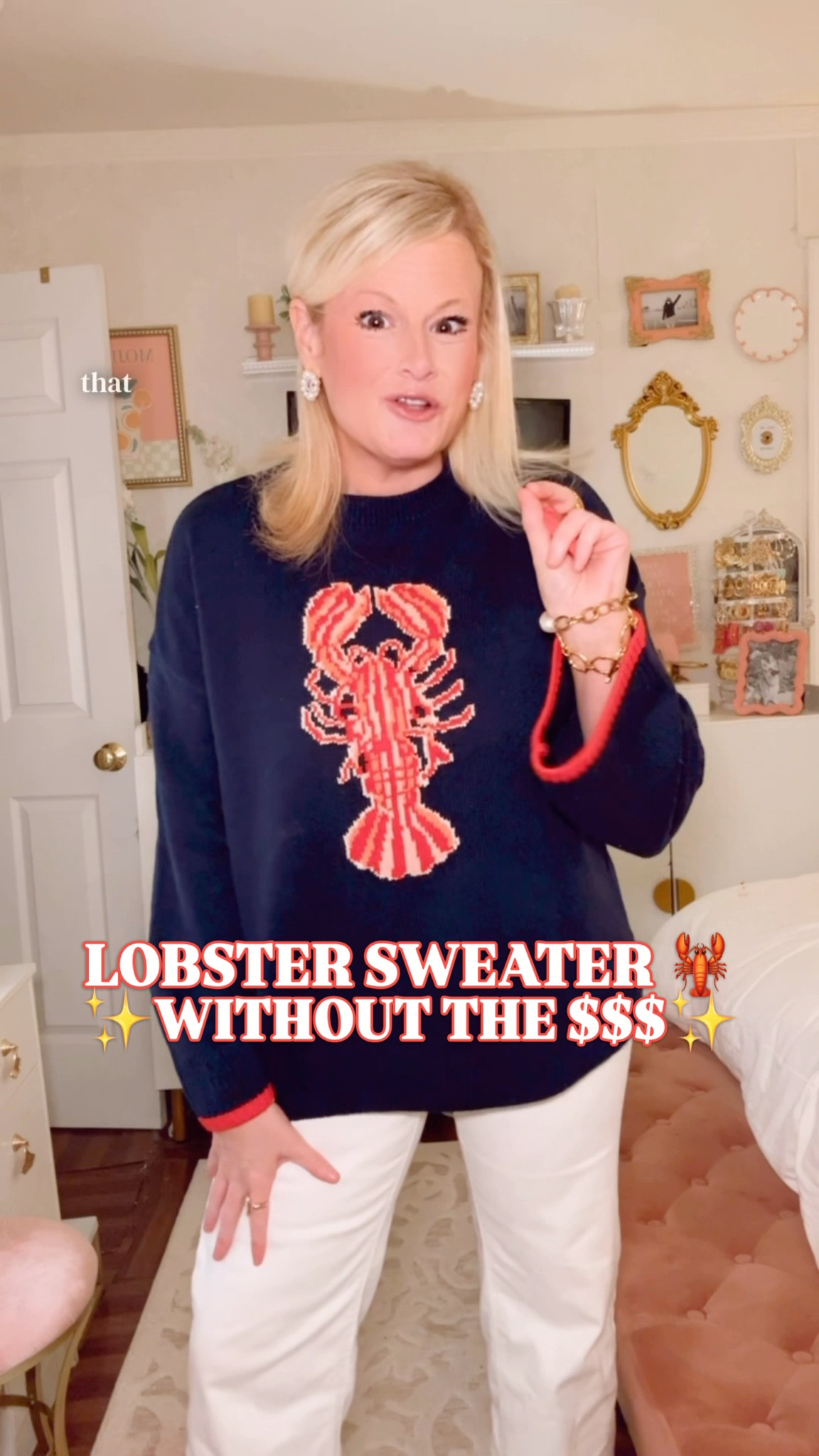 Lobster sweater, coastal sweater women, preppy sweater, lobster print sweater, nautical sweater, coastal style women, Crown & Ivy sweater, New England summer outfit

Lobster sweater without a triple digit price tag, and this one nails the preppy coastal look.

If you love the look of Kiel James Patrick, Vineyard Vines, Ralph Lauren, and J.Crew, this is that same cheerful New England summer energy without those price tags. The navy knit, bold red lobster, classic crewneck, long sleeves, and red trim at the cuffs make it feel coastal, timeless, and so much more expensive than it is.

I’m in a medium. It definitely fits oversized, so go with your normal size for that relaxed coastal sweater fit. If you want it more fitted, go down a size.

The colors are vibrant but still classic, which is exactly why this works. It feels like Cape Cod, Nantucket, Maine vacation, lobster roll lunch, boat day, beach town shopping, and cool summer nights all in one sweater.

Style it with white jeans, denim shorts, linen pants, a skort, sandals, sneakers, or tossed over your shoulders with a simple dress.

If you love coastal style, preppy style, lobster sweaters, nautical sweaters, flag sweaters, Crown & Ivy, New England summer outfits, East Coast summer style, Cape Cod outfits, Nantucket style, Maine vacation outfits, affordable preppy finds, and expensive-looking sweaters on a budget, this is one of those open-before-it-disappears pieces.

lobster sweater, lobster print sweater, coastal sweater women, preppy sweater women, nautical sweater, navy sweater women, Crown and Ivy sweater, coastal style women, preppy style, New England summer outfit, Cape Cod style, Nantucket outfit, Maine vacation outfit, affordable preppy style

#LobsterSweater #LobsterPrint #LookForLess #PreppyStyle #CoastalStyle 

#LTKSeasonal #LTKSaleAlert #LTKWorkwear