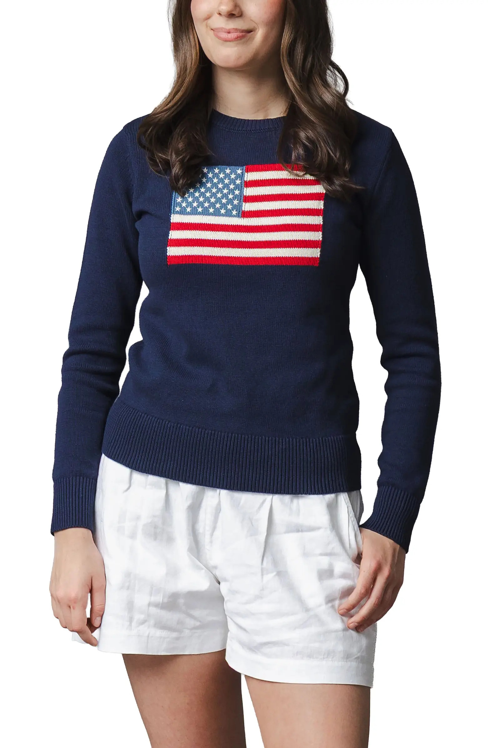 Hope & Henry Women's Organic Crew Neck Flag Sweater | Nordstrom | Nordstrom