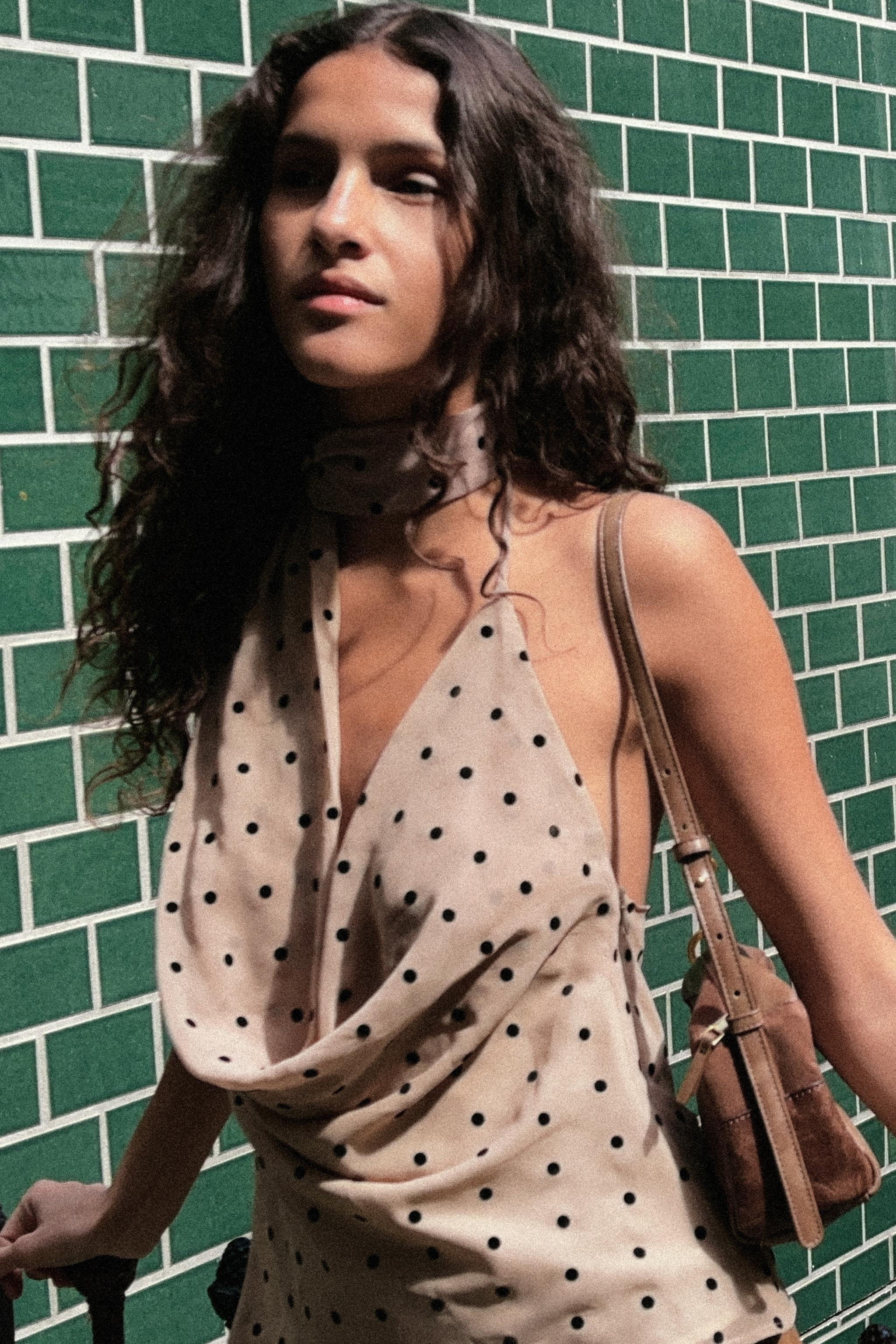 POLKA DOT HALTERNECK TOP WITH SCARF | Zara UK