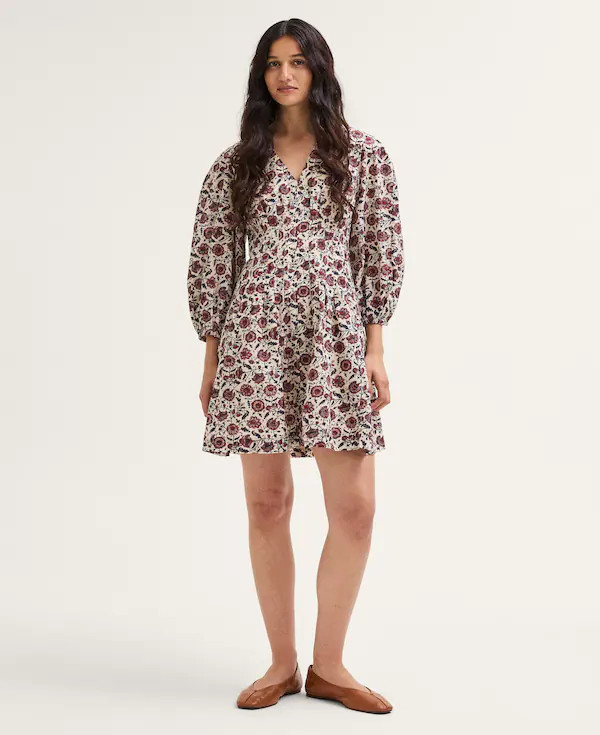 V-Neck Pintuck Mini Dress | Madewell