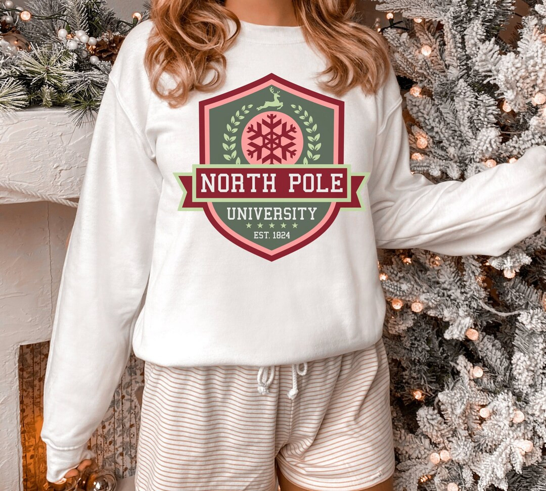 North Pole University Sweatshirt, Womens Christmas Sweatshirt, Christmas Sweater, Christmas Crewn... | Etsy (US)