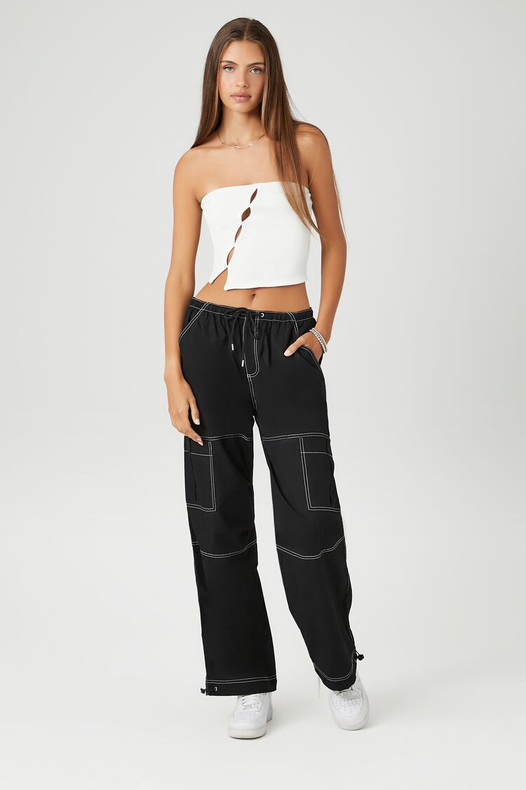 Poplin Contrast-Seam Cargo Pants | Forever 21 | Forever 21 (US)