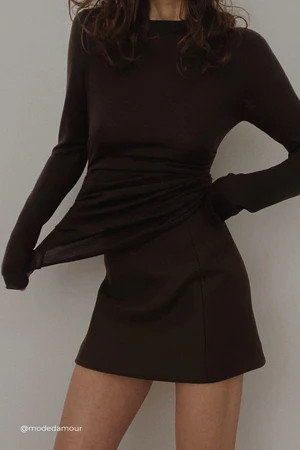 NICO BITTER CHOC MERINO KNIT TOP | DISSH