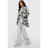 Womens Tall Oversized Flannel Shirt - Beige - 4 | boohoo (US & Canada)