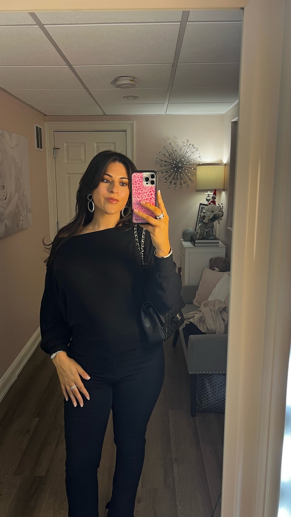 ootn for dinner 🖤 love this off shoulder sweater from express that you can dress up or down! 

#LTKFindsUnder100 #LTKPetite #LTKBeauty