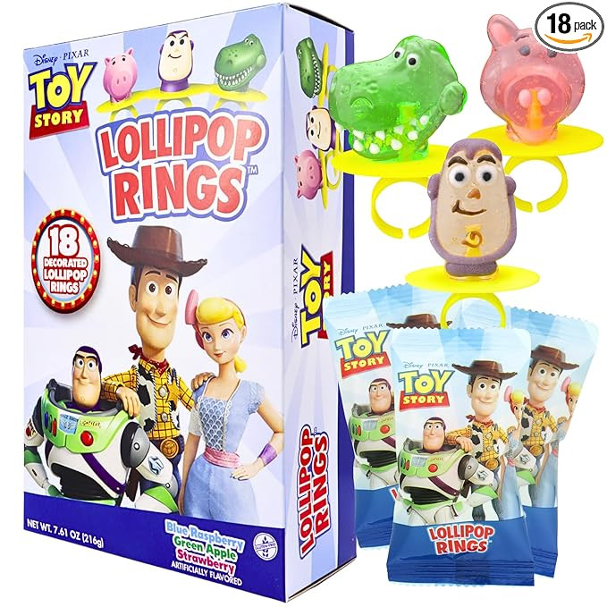 Imaginings 3 Toy Story Individually Wrapped Lollipop Rings Birthday Party Supplies, Buzz Lightyea... | Amazon (US)