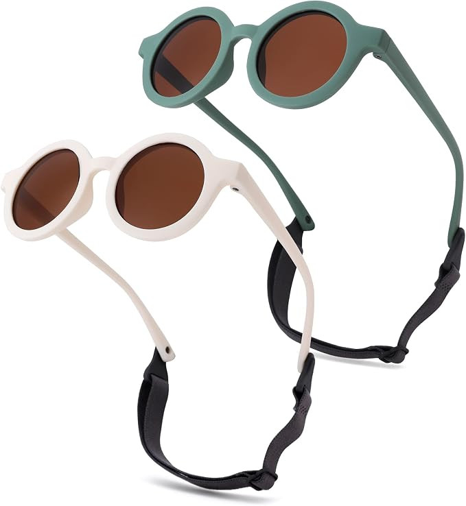 Hycredi Bendable Round Baby Polarized Sunglasses Flexible with Strap for Newborn Infant Toddlers ... | Amazon (US)