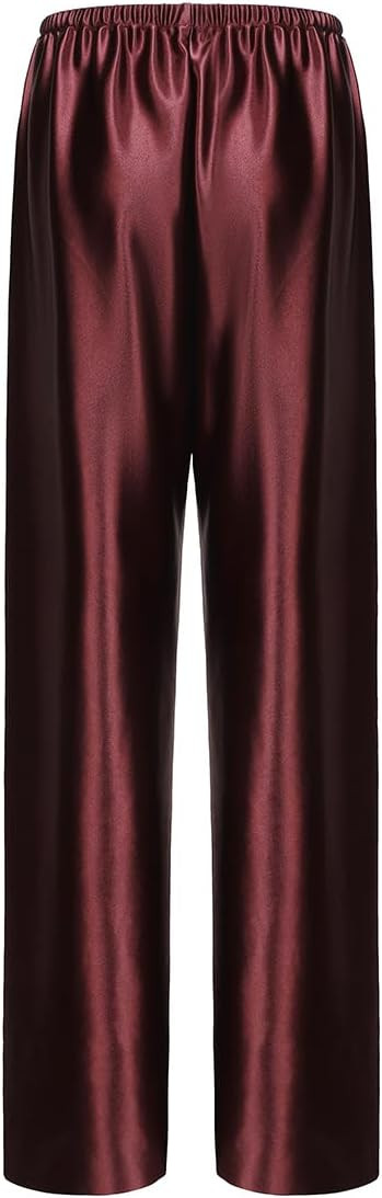 Satin Wide Leg Dress Pants Silk Flowy Pants High Waisted Trousers | Amazon (US)