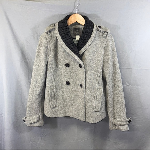 J Crew Stadium Cloth Nello Gori Jacket Womens 10 Gray Wool Peacoat Shawl Collar | Poshmark
