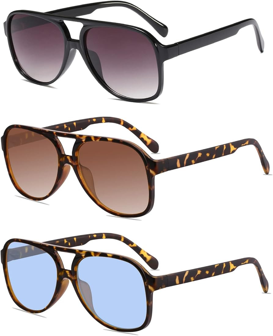 YDAOWKN Classic Vintage Aviator Sunglasses for Women Men Large Frame Retro 70s Sunglasses | Amazon (US)