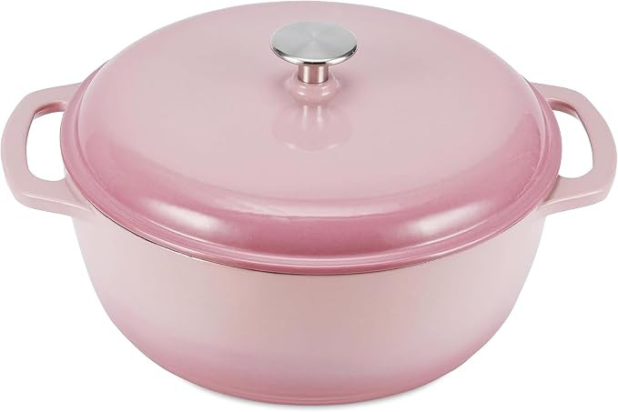 Amazon Basics Enameled Cast Iron Dutch Oven Pot with Lid, Round, Dual Handles, Heavy-Duty, Oven S... | Amazon (US)