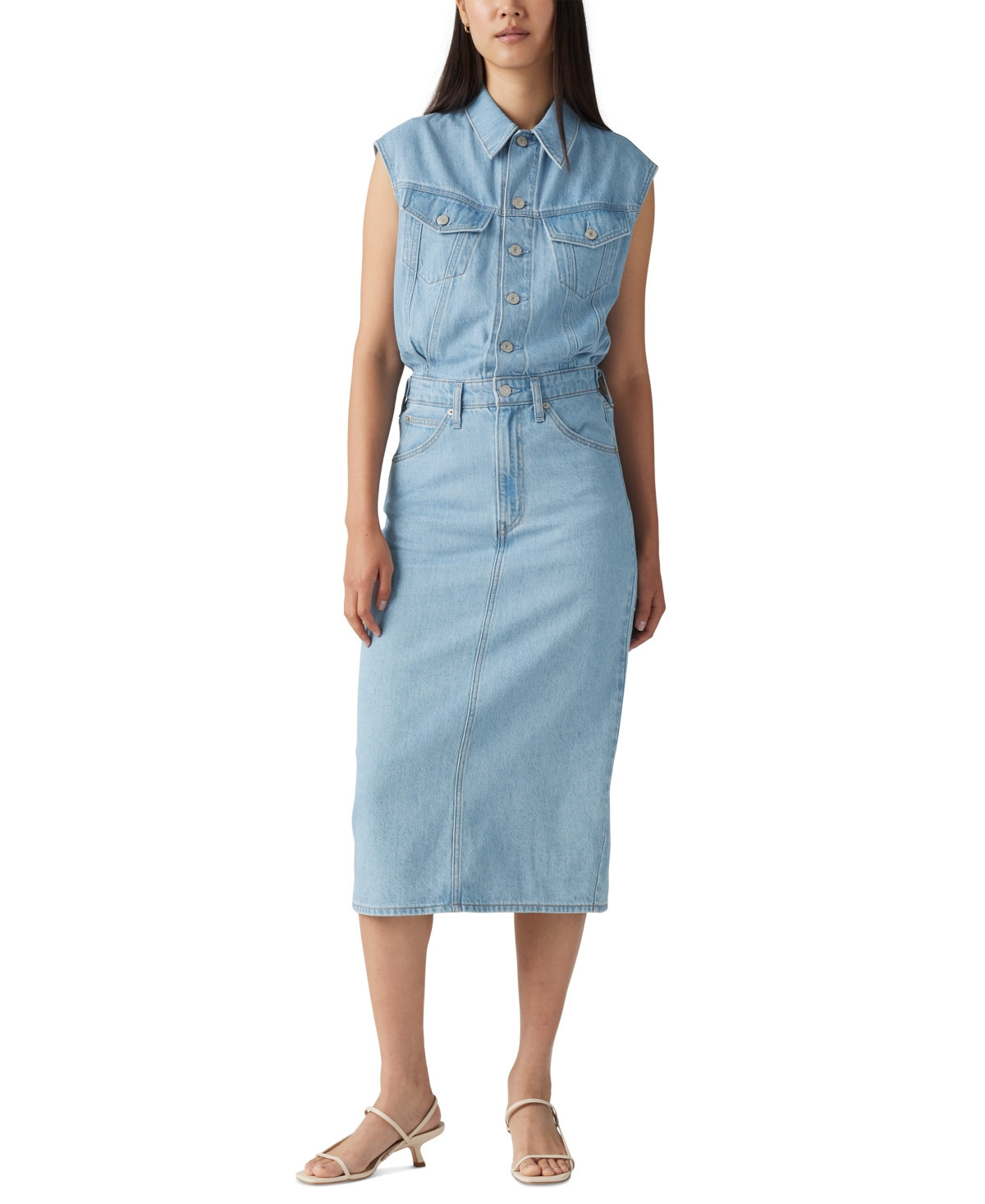 Levi's Women's Cotton Iconic Sleeveless Denim Dress - Wrapped In Blue | Macy's