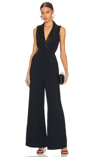 Jemma Lapel Jumpsuit in Midnight & Black | Revolve Clothing (Global)