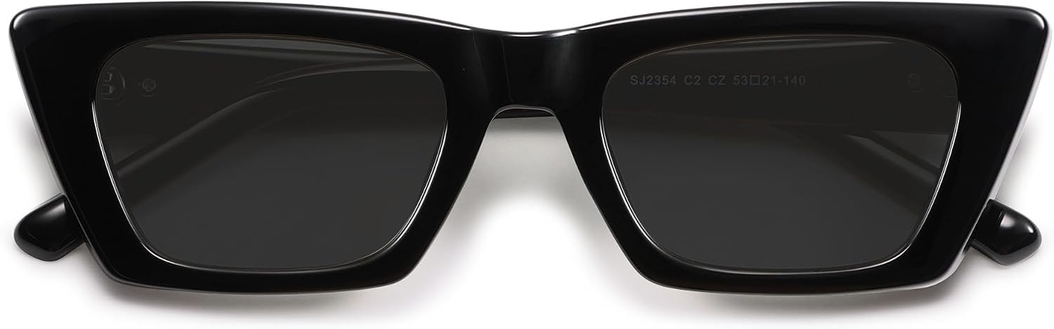 SOJOS Trendy Rectangle Cateye Polarized Sunglasses Womens Mens, Retro Small Narrow Flat Top Sunnies SJ2354 | Amazon (US)